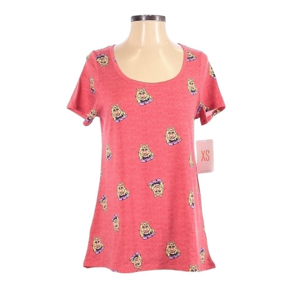 πΊ LuLaRoe Perfect Tee Disney Miss Piggy Scoop Neck Short Sleeve Top Size XS NWT